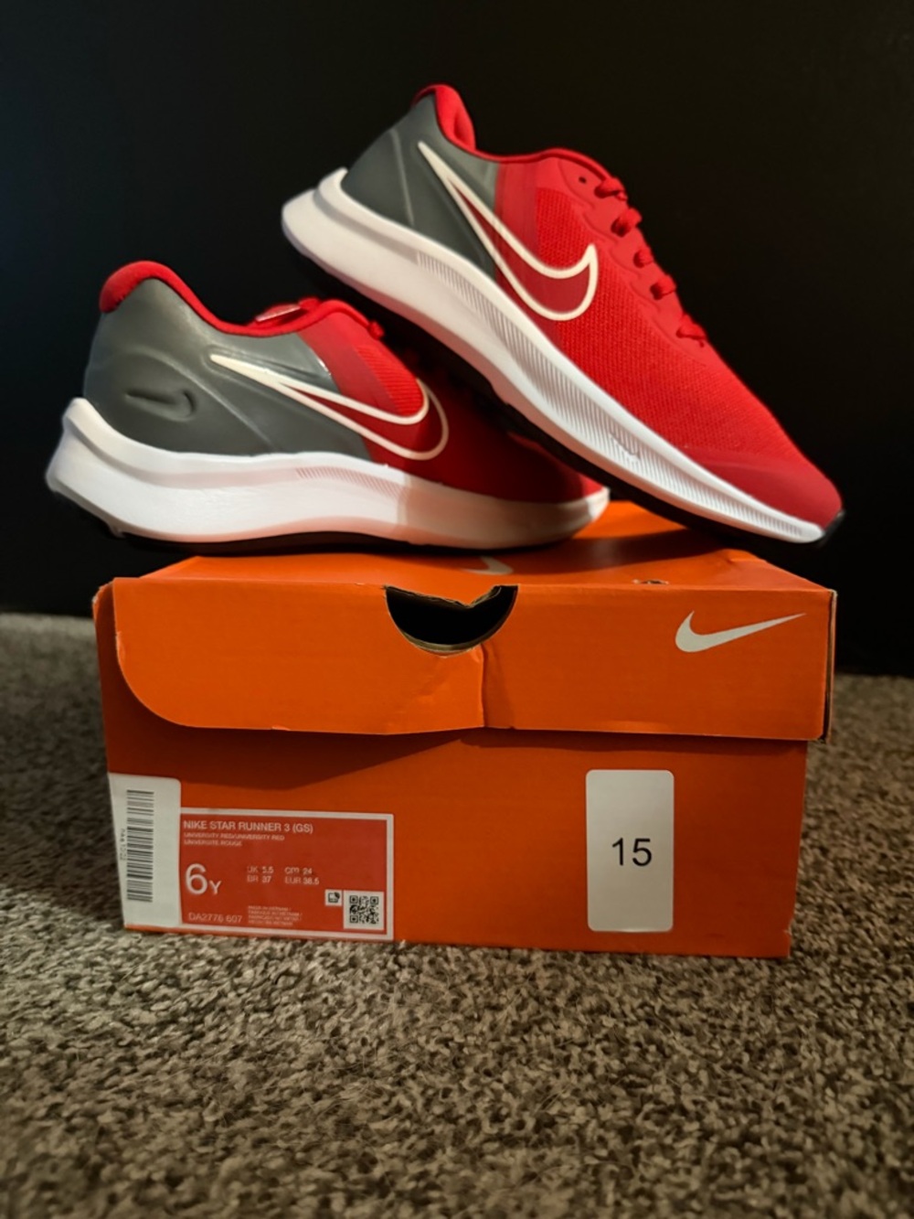Nike Red and Gray Jogging Sneakers with White Swoosh